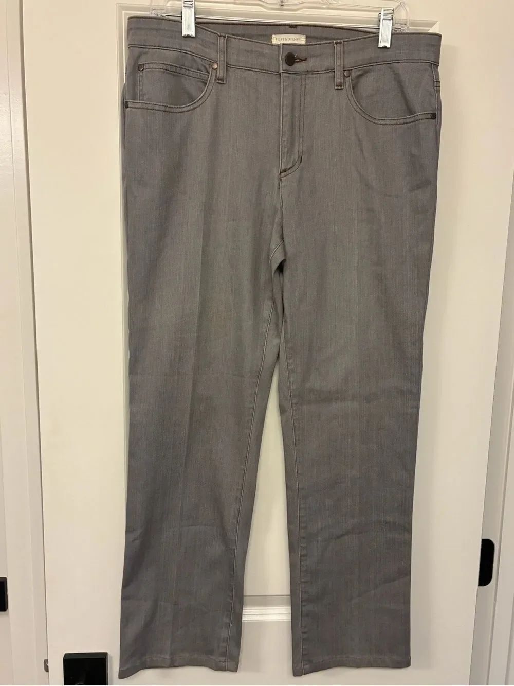 EILEEN FISHER Slim-fit Jeans Organic Cotton Denim Hint of Stretch Gray Size 12